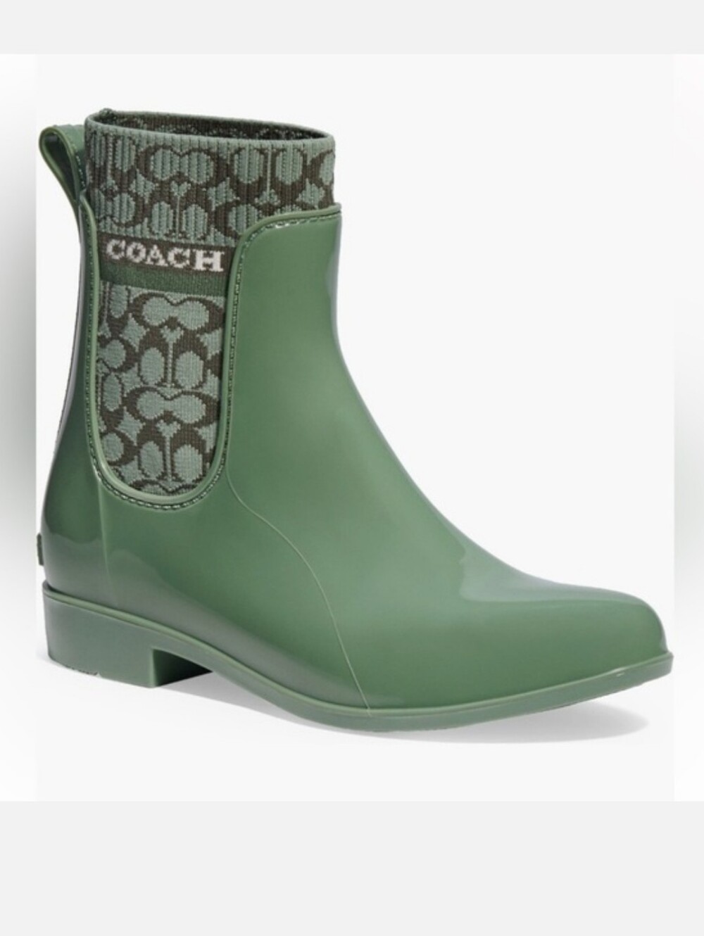๐ Coach Rivington Pull-On Olive Rain Boots (Women's Size 5 / Kids' Size 3.5) - Picture 3 of 10